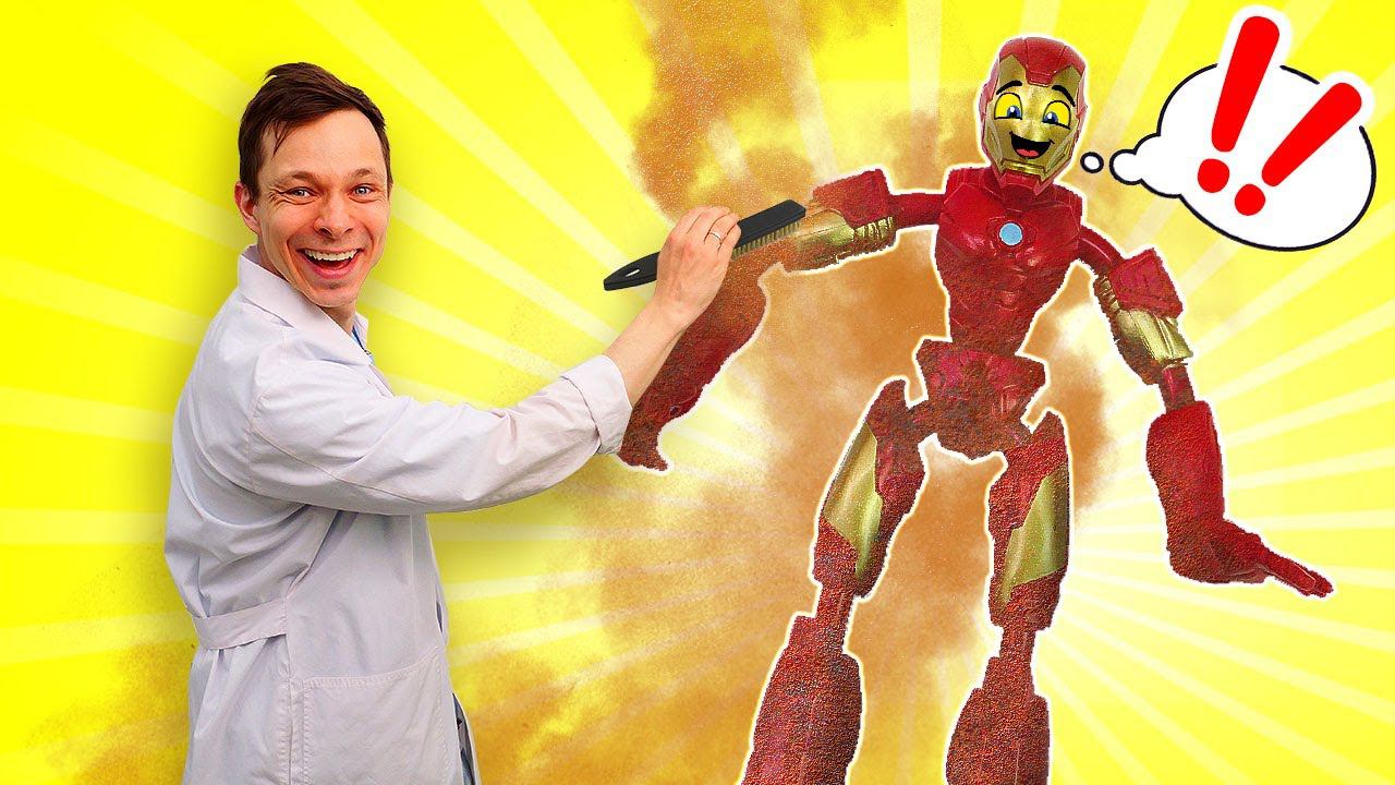 Железный человек доставал машину из воды и заржавел! Видео для мальчиков про супергероев смотреть онлайн