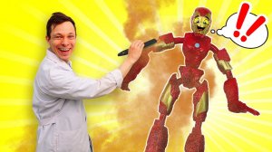 Железный человек доставал машину из воды и заржавел! Видео для мальчиков про супергероев