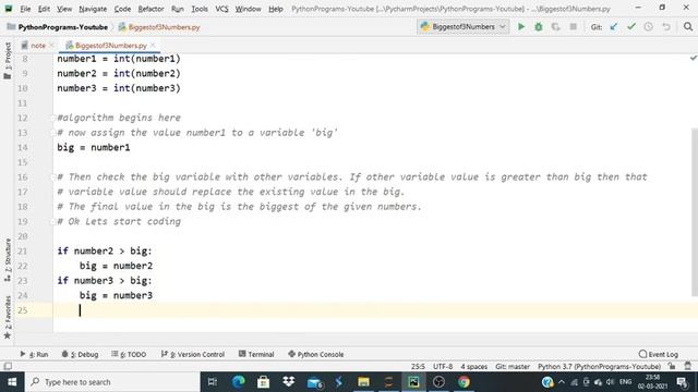 Python programming | Biggest and Smallest of 3 Numbers | without using Nested if else смотреть онлайн