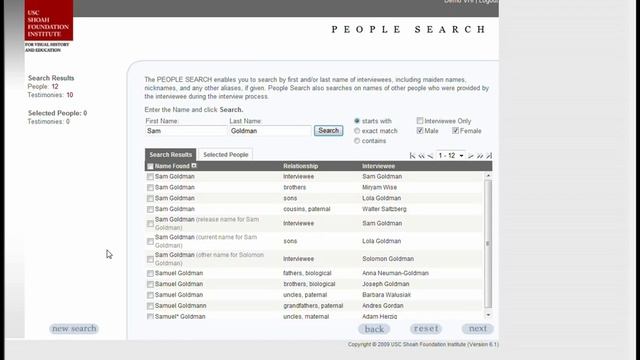 Visual History Archive Tutorial: People Search | USC Shoah Foundation смотреть онлайн