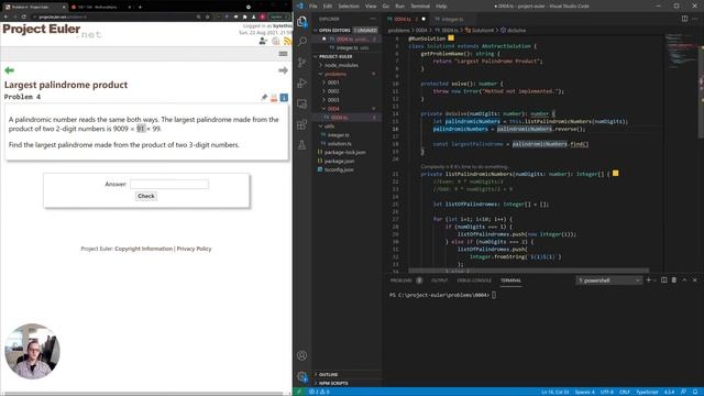 #4: Largest Palindrome Product - Project Euler смотреть онлайн