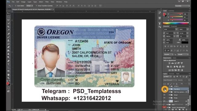 Oregon Driving License Psd Fully Editable смотреть онлайн