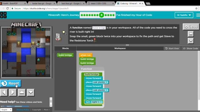 Code org-Minecraft Hour of Code-Hero's Journey-Walkthrough смотреть онлайн