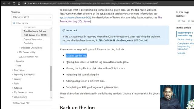 Solve! Transaction log is full SQL Server Error 9002 in Microsoft SQL Server смотреть онлайн