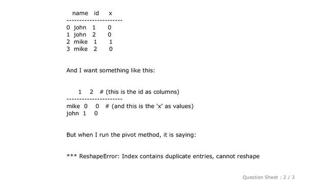 Pandas : Pandas pivot warning about repeated entries on index смотреть онлайн
