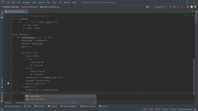 LeetCode Python solution ? Add Two Numbers ? Notes for Professionals #python смотреть онлайн