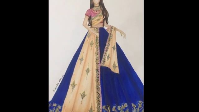 Lahenga choli Sketch Illustration ideas || Fashion designer helpful video, Sketching design texture смотреть онлайн
