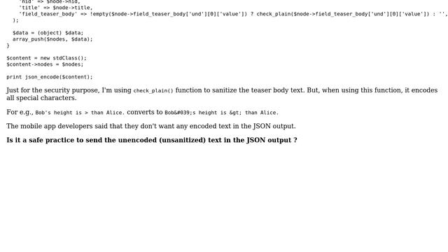 Drupal: Is it safe to send the unencoded JSON output? (2 Solutions!!) смотреть онлайн