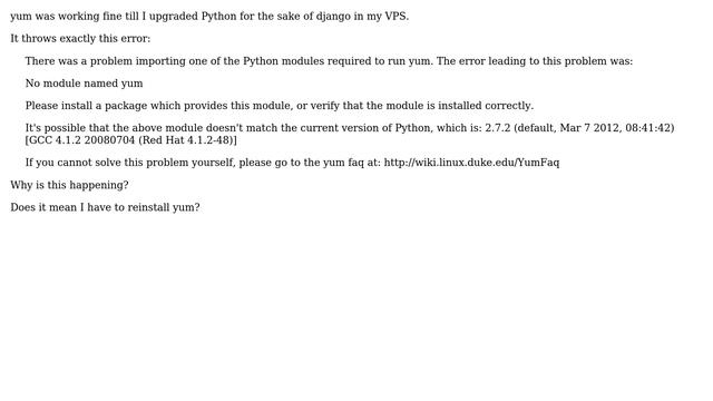 DevOps & SysAdmins: Python upgrade to 2.7.2 from 2.4.x leads to yum module missing смотреть онлайн