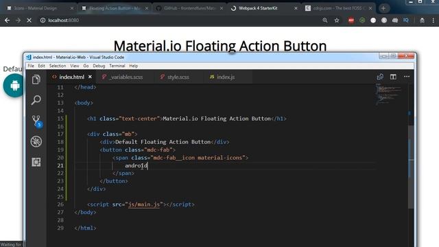 Material.io Web Components Tutorial - 3. Using Floating Action Button Component - #frontendfunn смотреть онлайн