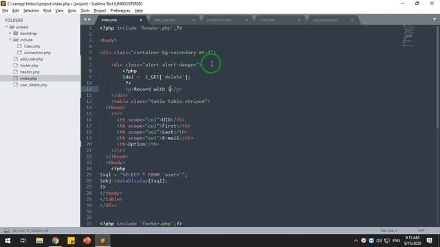 PHP COMPLETE PROJECT : : DELETE RECORD (PART - 7) смотреть онлайн