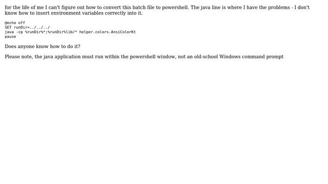 Running java from powershell with environment variables to specify the classpath смотреть онлайн
