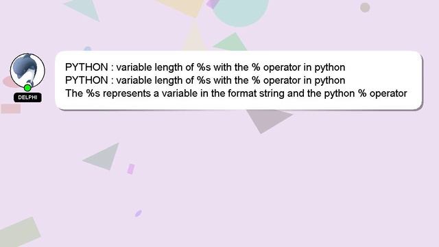 PYTHON : variable length of %s with the % operator in python смотреть онлайн