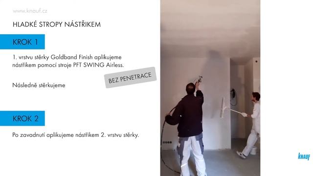 Knauf Goldband Finish - aplikace nástřikem na monolitické stropy смотреть онлайн