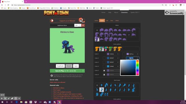 Making Nightmare Moon in Pony Town смотреть онлайн