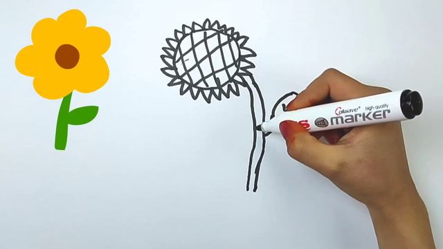 Bolalar uchun kungaboqar chizish/Drawing sunflower for children/Рисунок подсолнуха для детей смотреть онлайн