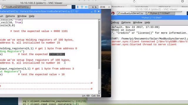 Modbus server serial test with python on Raspberry PI смотреть онлайн