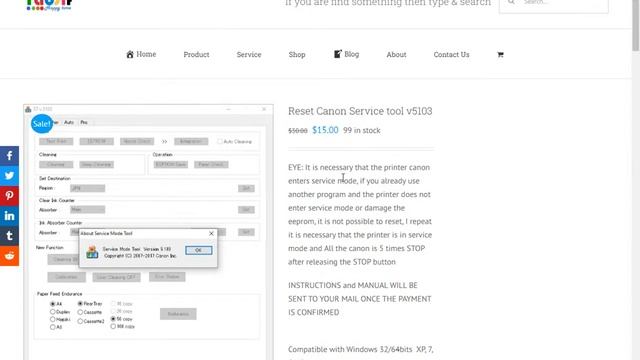 Reset Canon Service Tool V5103 смотреть онлайн