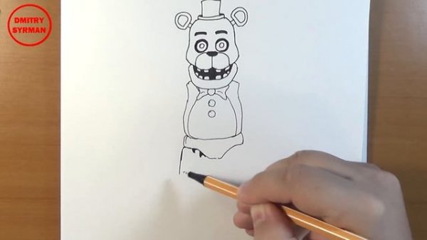 How to draw Old Freddy, FNaf 2, Как нарисовать Олд Фредди, ФНаФ 2