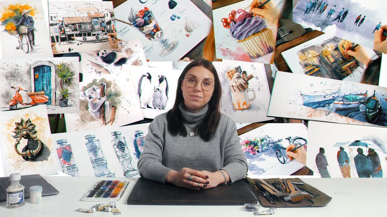 О курсе «Акварельный скетчинг» смотреть онлайн