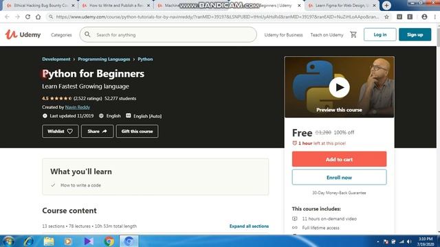 UDEMY free certification courses l Ethical hacking l machine learning l python for beginner l смотреть онлайн