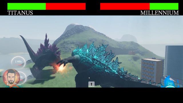 New Titanus Vs Millennium Godzilla Fight With Healthbars - Roblox