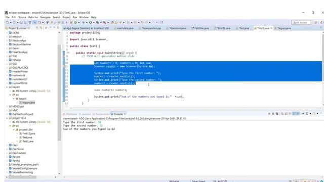 Java Program Example: Add Two Numbers From a User.Java program to add two numbers with user input. смотреть онлайн