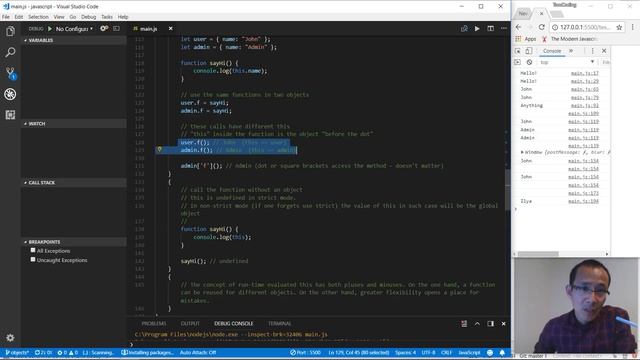 Modern Javascript Objects 4 Object methods, this смотреть онлайн