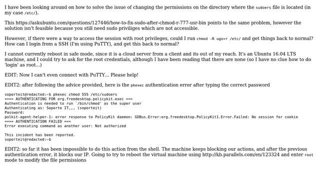 Ubuntu: How to fix sudo after "chmod -R 777 /etc/"? смотреть онлайн