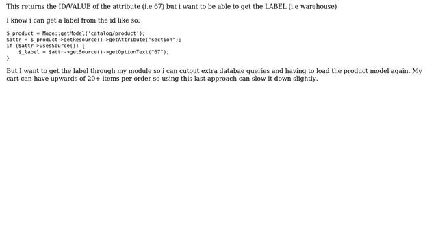 Magento: Retrieve custom attribute LABEL in cart with config.xml смотреть онлайн