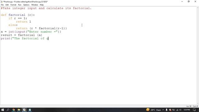 How to write a code for factorial of a number in python idle. смотреть онлайн