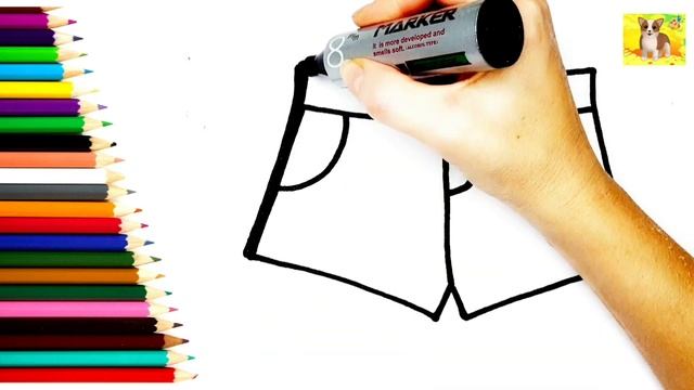 Шорты рисунок для детей.Как рисовать Шорты.Раскраска Шорты смотреть онлайн