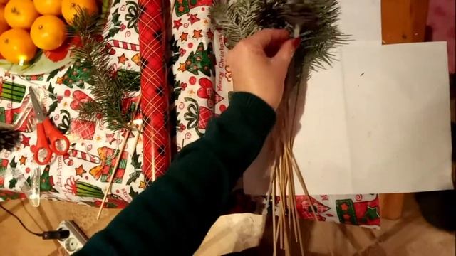 Букет из мандаринов/ новогодний букет своими руками/ Мастер-класс смотреть онлайн