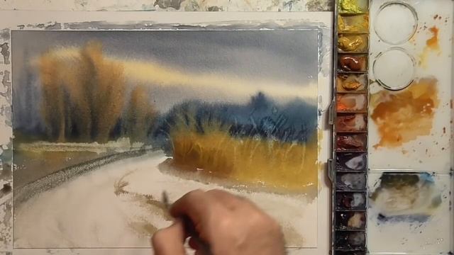 How to paint trees in watercolor painting demo by javid tabatabaei смотреть онлайн