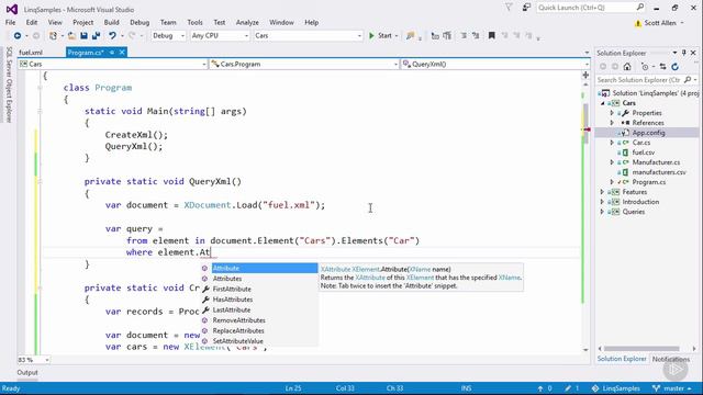 007-05. Load and Query XML with LINQ