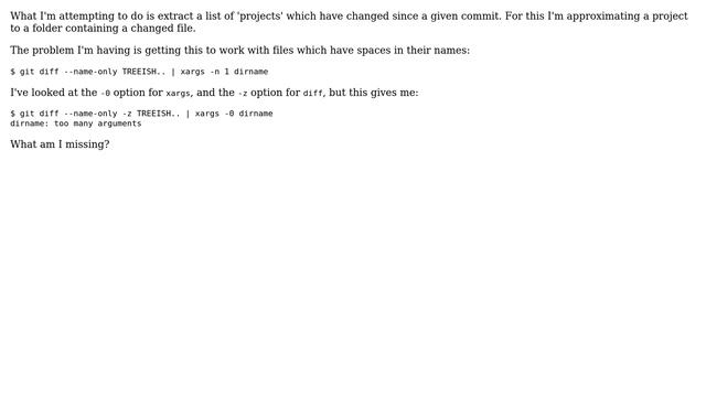 Using git diff with xargs -0, spaces in file names смотреть онлайн