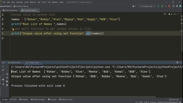 Unique value in python list смотреть онлайн