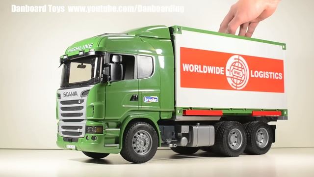 Bruder Toys SCANIA R-Series Container Truck with Forklift Video Review смотреть онлайн