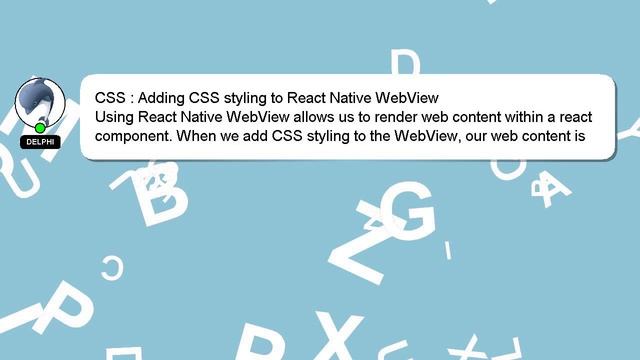 CSS : Adding CSS styling to React Native WebView смотреть онлайн