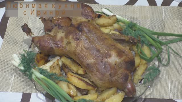 УТКА, маринованная майонезом с пряностями, фаршированная яблоками. смотреть онлайн