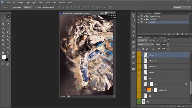 Plastic Wrap Photoshop Action Tutorial смотреть онлайн