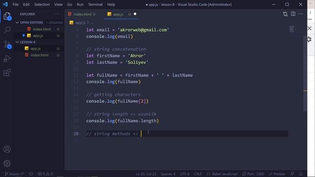 009. String | JavaScript darslari | O'zbek tilida смотреть онлайн