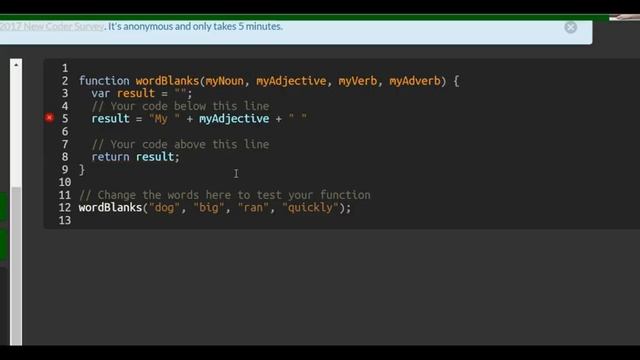 Word Blanks, freeCodeCamp Basic Javascript смотреть онлайн