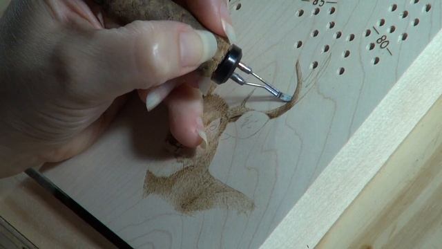 Pyrography Art - Deer / Trout on Cribbage Board wood burning time lapse смотреть онлайн