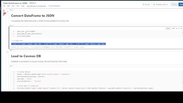 How to Transform DataFrames to JSON and Load into Cosmos DB with Databricks |df to CosmosDB Tutoria смотреть онлайн