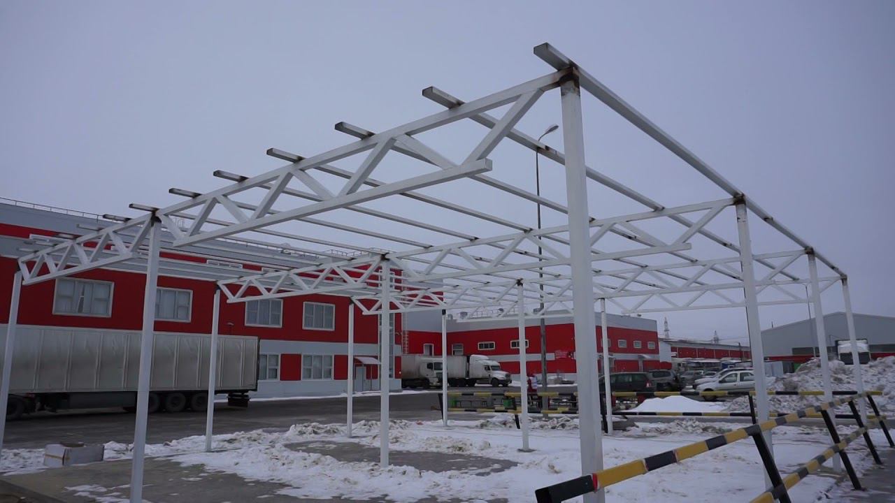 Навес из профлиста. Металлический навес Воронеж. смотреть онлайн