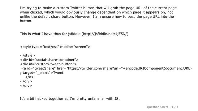 HTML : Twitter Share button dynamic URL share смотреть онлайн