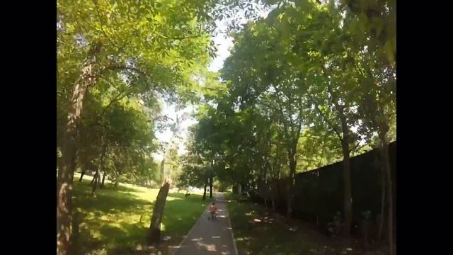 Гоняем. Мама на самокате. Ребёнок на беговеле strider. смотреть онлайн