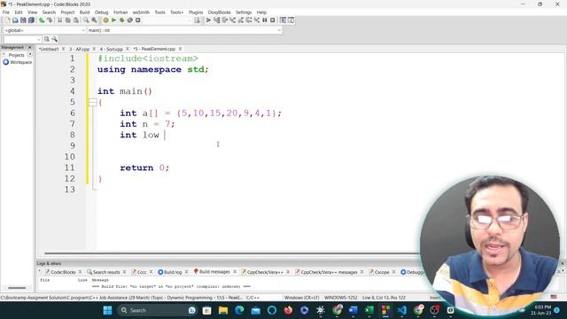 Program 5 - Find a peak element which is not smaller than its neighbours | Competitive Programming смотреть онлайн