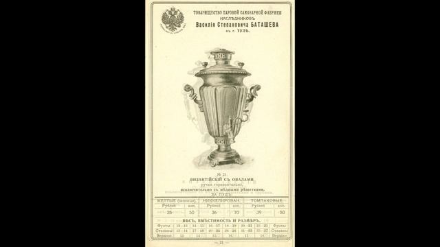 Batasheva Samovars Price List - 1910